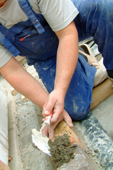 Builders working on loft conversion